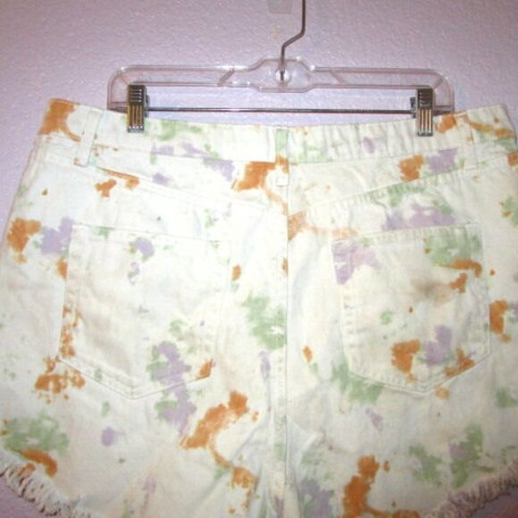Wild Fable TIE DYE Denim Size 18 SHORTS Cut Offs FRINGE Jean HIGHEST RISE Boho - Picture 8 of 10